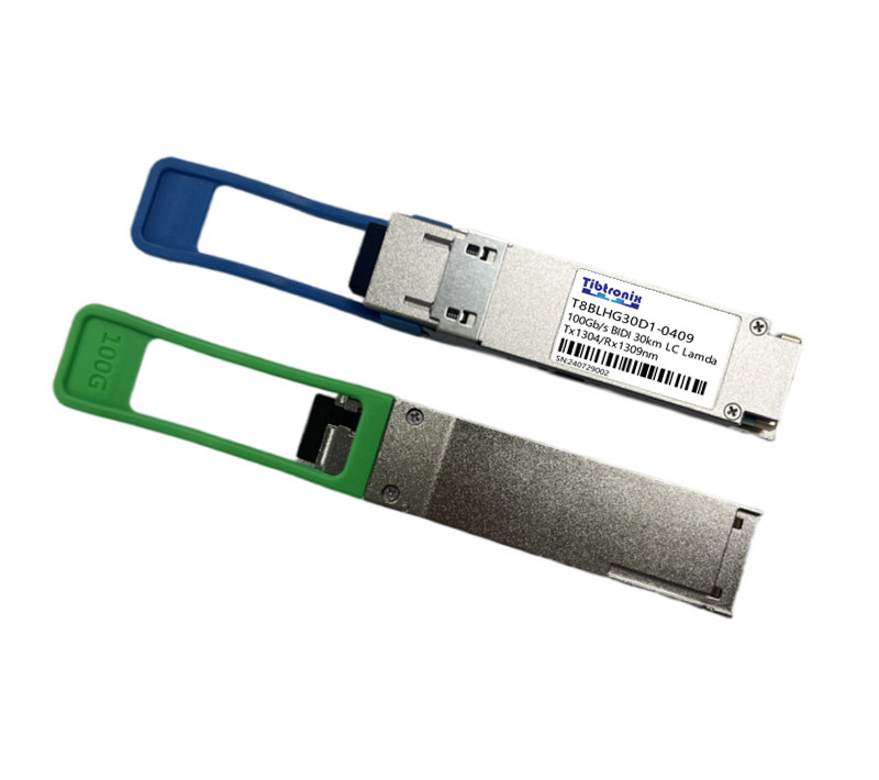 100Gb/s QSFP28 BIDI 30km LR1, Tx1304/Rx1309nm,Simplex LC,Blue