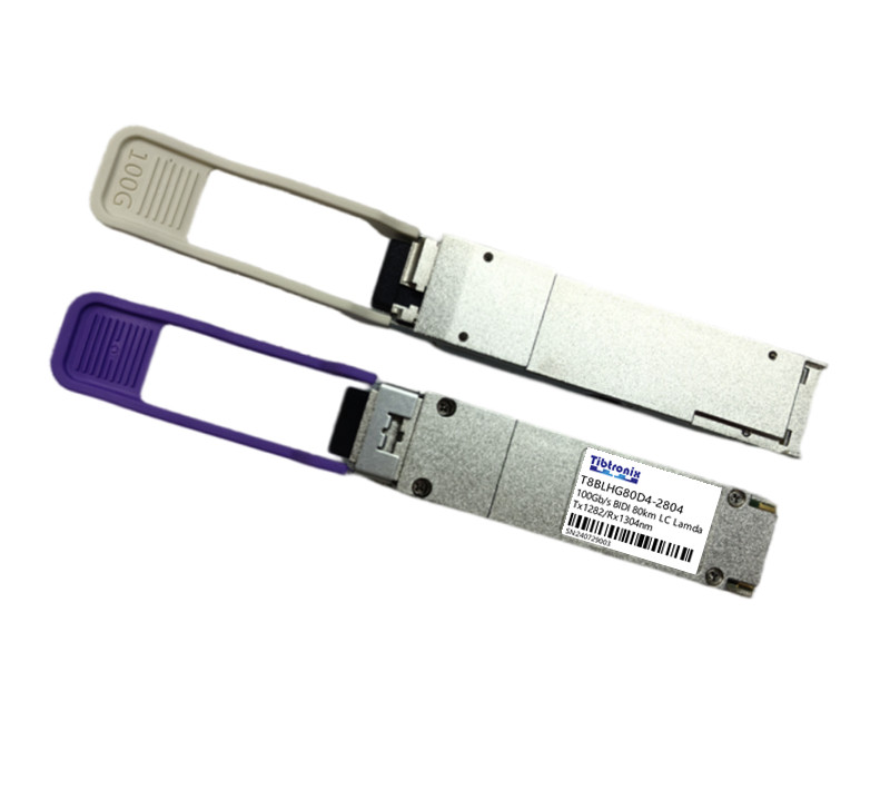 100Gb/s QSFP28 BIDI ZR4, Tx1282nm/Rx1304nm 80km,Simplex LC,Purple